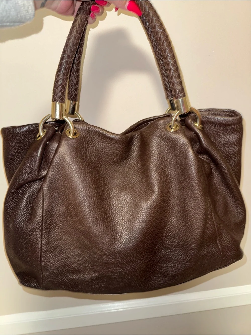DKNY Brown Leather Tote Handbag - Women Bags - Picture 2 of 9